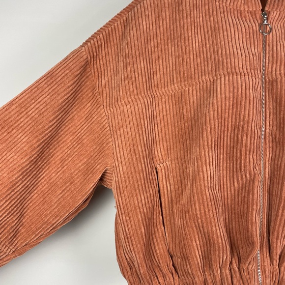 Altar’d State‎ Dusty Pink Women's Corduroy Cropped Hooded Full Zip Jacket - Picture 3 of 9